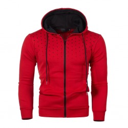 Warm hoodie with zipper - long sleeve - polka-dot printHoodies & Sweatshirt