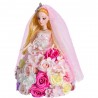 Boneca de princesa feita de rosas infinitas com luz LED