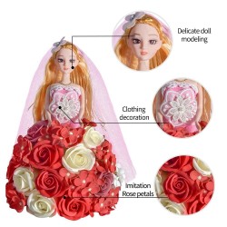 Boneca de princesa feita de rosas infinitas com luz LED