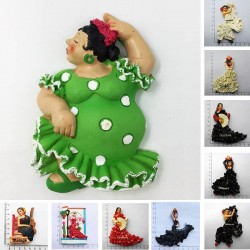 Espanha - Barcelona - Málaga - dançarino de flamenco - lembranças de turismo - ímãs frigorífico