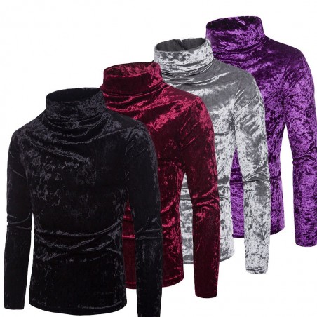 Pescoço quente - camisola - algodão brilhante