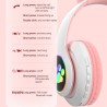 Auscultadores sem fio - LED - Bluetooth - cancelamento de ruído - suporte cartão TF - 3.5mm jack - orelhas de gato