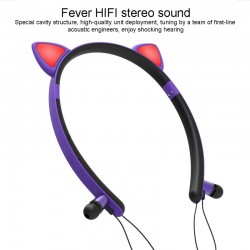 Bluetooth - fone de ouvido sem fio - microfone - auscultadores no ouvido - Led orelhas de gato luminoso