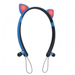 Bluetooth - fone de ouvido sem fio - microfone - auscultadores no ouvido - Led orelhas de gato luminoso