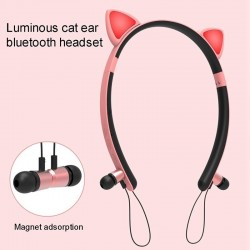 Bluetooth - fone de ouvido sem fio - microfone - auscultadores no ouvido - Led orelhas de gato luminoso