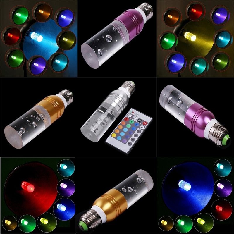 Lâmpada LED de cristal acrílico - RGB - E27 - E14 - AC85 - 265V