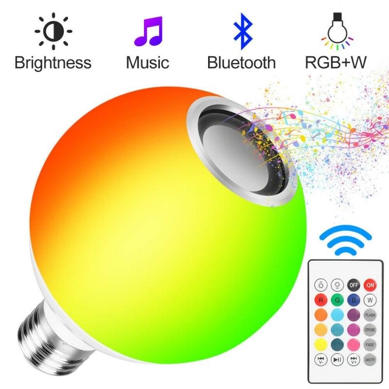 12W - E27 - RGB - Lâmpada LED com alto-falante Bluetooth - controle remoto