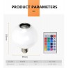 12W - E27 - RGB - Lâmpada LED com alto-falante Bluetooth - controle remoto