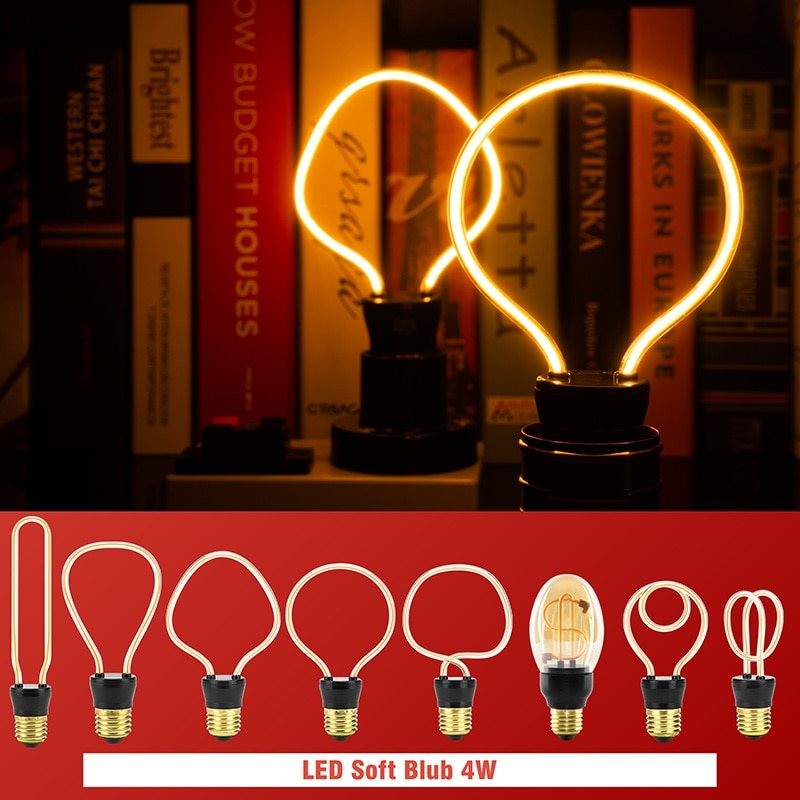 E27 - 220V - 240V - 3W - 4W - 4.5W - lâmpada LED vintage - design irregular