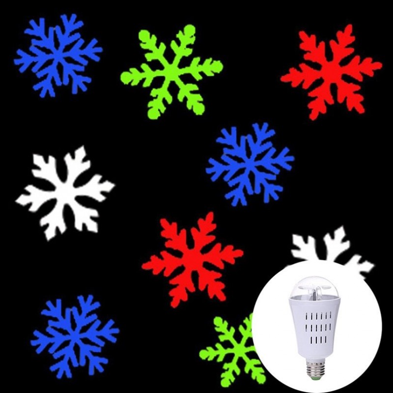 AC110-240V E27 4W - LED - snowflakes pattern - rotatable bulb - projector - lamp - RGBLights & lighting