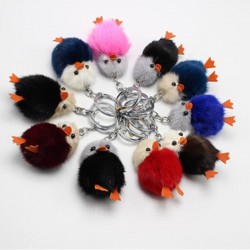 Fluffy furry pom pom com pintos - chaveiro