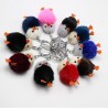 Fluffy furry pom pom with chicks - keychainKeyrings