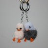 Fluffy furry pom pom com pintos - chaveiro