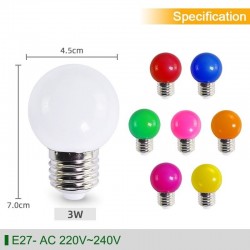 E27 3W AC 220V SMD 2835 - lâmpada LED RGB colorida - 10 peças