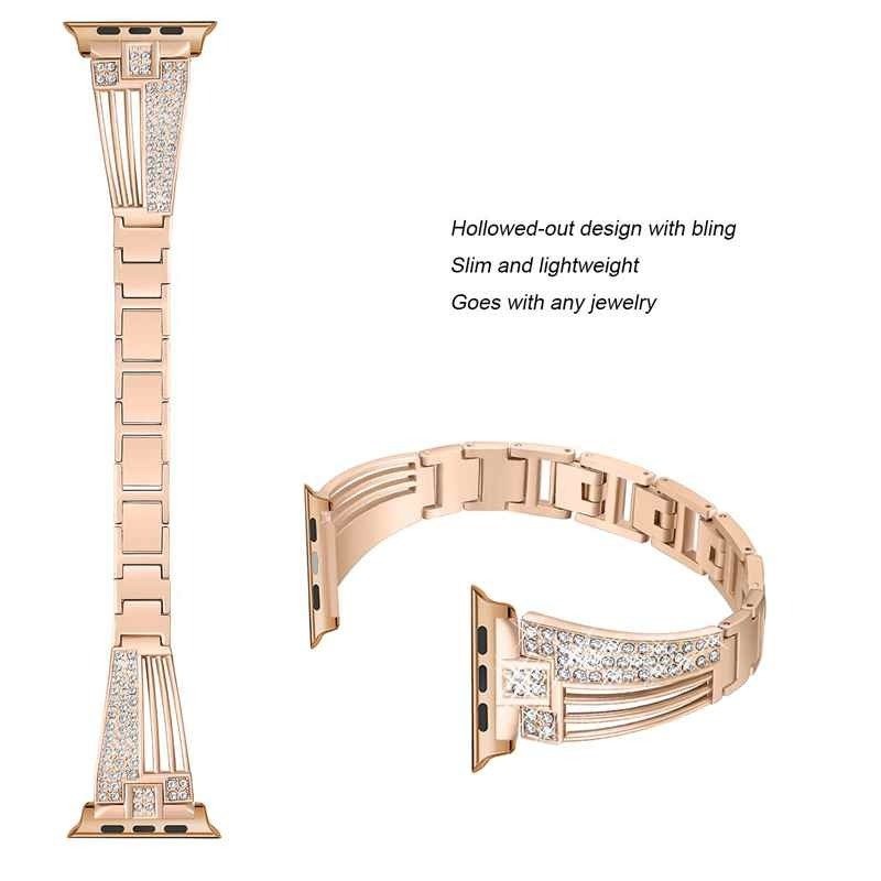 Pulseira de aço inoxidável - pulseira de cristal para Apple Watch 6/5/4/3/2