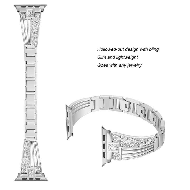 Pulseira de aço inoxidável - pulseira de cristal para Apple Watch 6/5/4/3/2