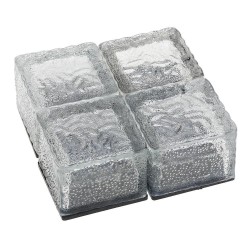 Pedra de vidro - cubo de gelo - luz de jardim de cristal - lâmpada noturna - solar - 4 peças