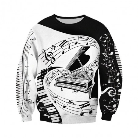 Notas musicais - jumper - capuz - zíper