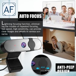 HD 4K 2K Câmera Web - 1080P - PC - computador - autofoco - USB - microfone