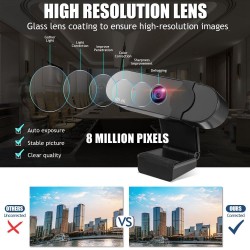 HD 4K 2K Câmera Web - 1080P - PC - computador - autofoco - USB - microfone