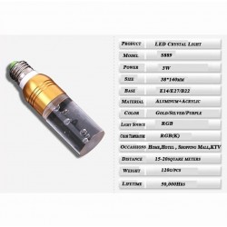 Lâmpada LED de cristal acrílico - RGB - E27 - E14 - AC85 - 265V