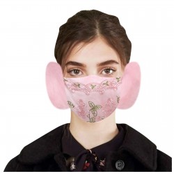 2 em 1 - máscara facial / earmuffs - impressão de renda floral