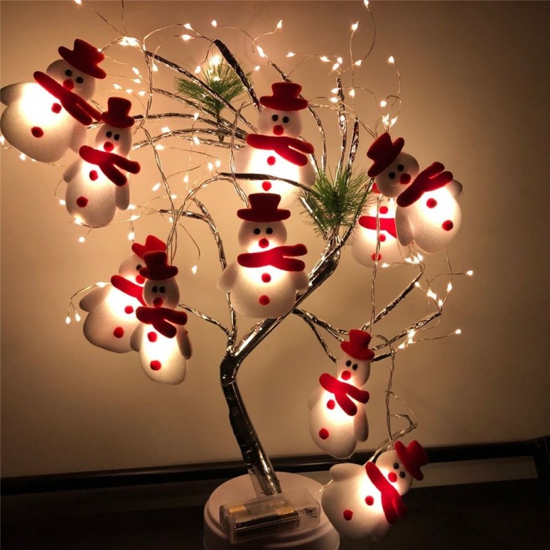 Cordas com bonecos de neve - luzes decorativas de árvore de Natal LED