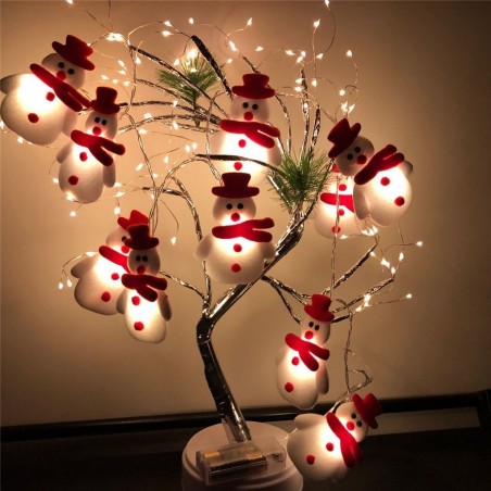 Cordas com bonecos de neve - luzes decorativas de árvore de Natal LED