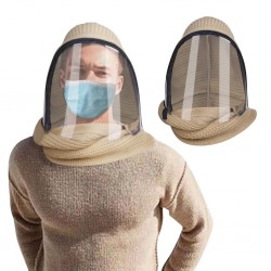 Máscara transparente de cara cheia com cachecol e zíper