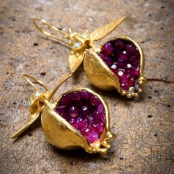 Gold pomegranate - dangle earringsEarrings