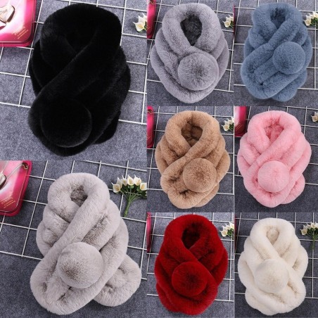 Cachecol macio quente de luxo com pom pom