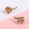 Brincos com flor e cristal amarelo - ouro rosa