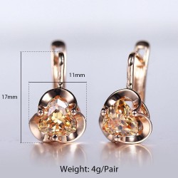 Brincos com flor e cristal amarelo - ouro rosa