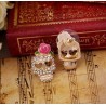 crânio de cristal com rosa - brincos pequenos