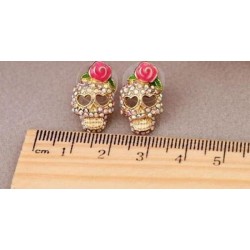 Crystal skull with rose - small earringsEarrings