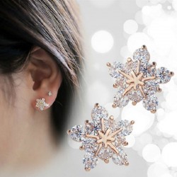flocos de neve de cristal - brincos de ouro rosa
