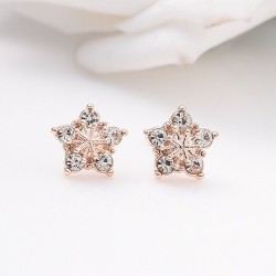 flocos de neve de cristal - brincos de ouro rosa