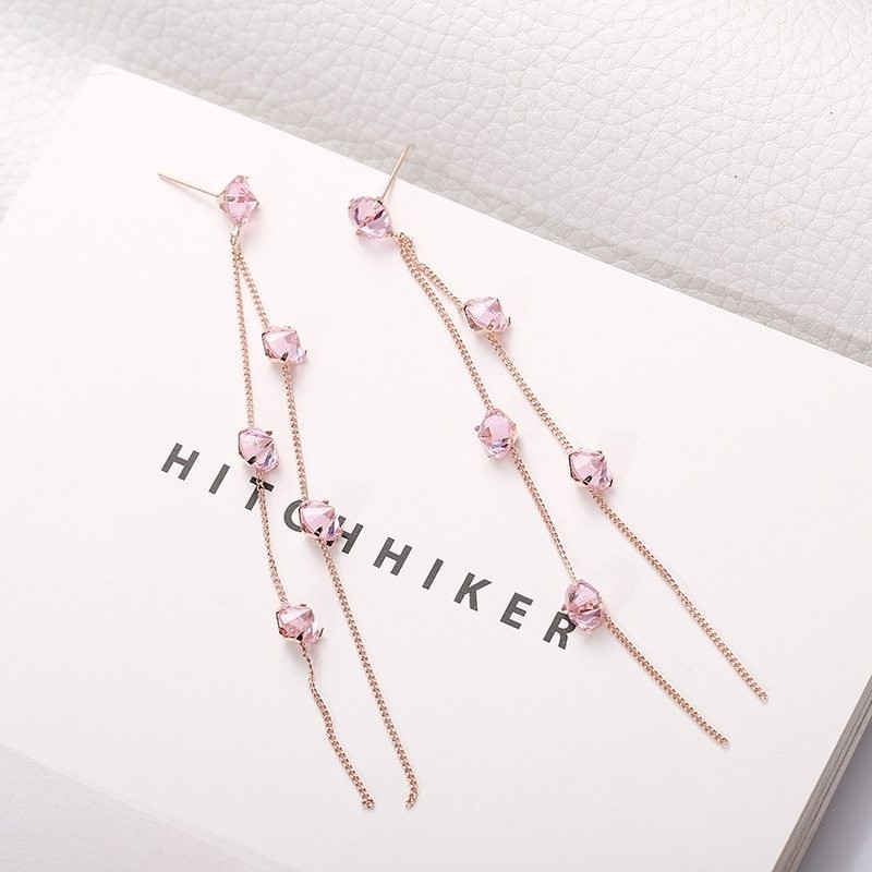 Tassels com cristais - brincos longos