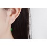 Long silver earrings with green zirconiaEarrings