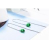 Long silver earrings with green zirconiaEarrings