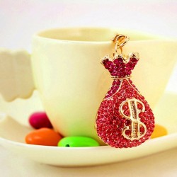 Crystal money bag - keychainKeyrings