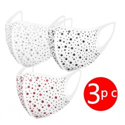 3 - 4 peças - máscara protetora face / boca - glitter - strass - reutilizável