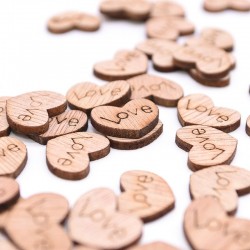Mini corações de amor de madeira - decoração - 100 peças