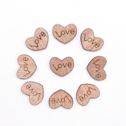 Mini corações de amor de madeira - decoração - 100 peças