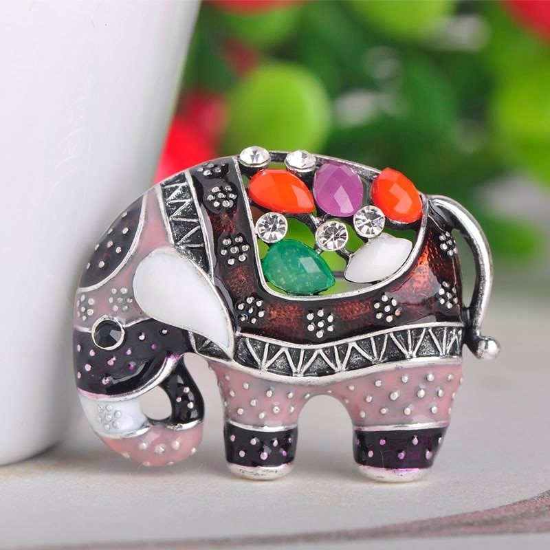 elefante Tailândia com cristais - broche