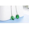 Long silver earrings with green zirconiaEarrings