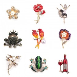Parrotes - libélula - sapo - flor - bailarina - broche de cristal