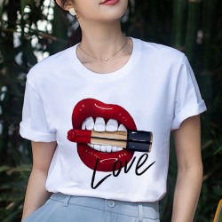 Lábios vermelhos - bala - Amor - camiseta impressa