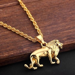 Colar na moda com leão - ouro