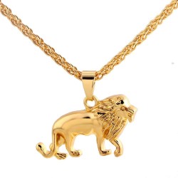 Colar na moda com leão - ouro